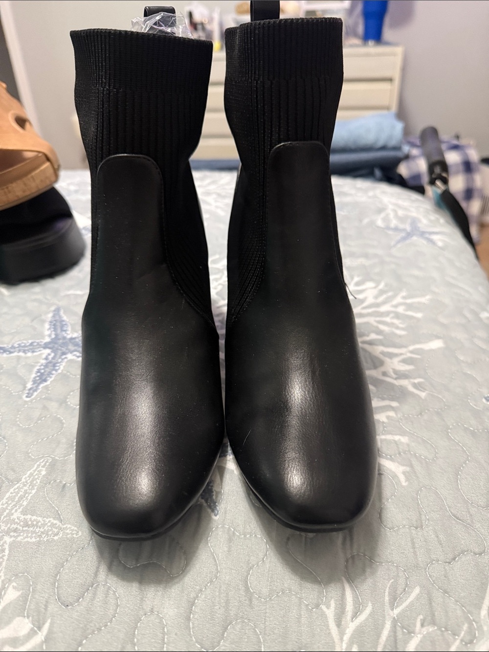 Cato Black Women's Heeled Sock Boots